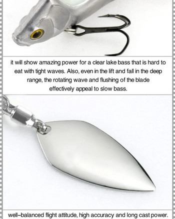 Fishing Lures Wobble Rotating Metal Vib Vibration Bait Winter Fishing 13,6g 44mm Artificial Hard Baits Spinner Spoon Lure Pesca