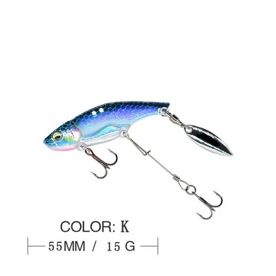 Mamci za pecanje Vobble Rotating Metal Vib Vibration Bait Zimski ribolov 13,6 g 44 mm Umjetni tvrdi mamci Spinner Spoon Lure Pesca