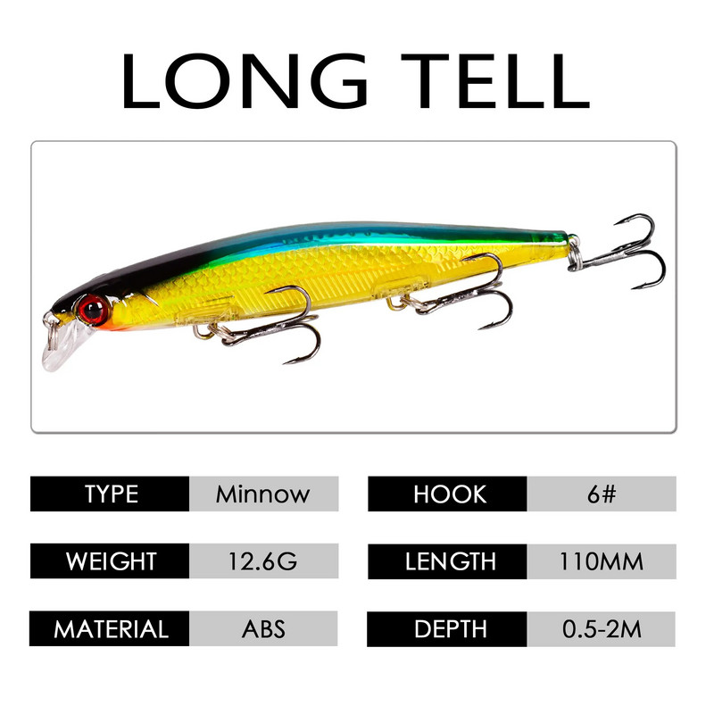 1 kom Plutajući vobler Minnow Laser mamac za ribolov 11 mm 12 g Crankbait Umjetni tvrdi mamac Bas mamac Plastični pribor za ribolov ribe