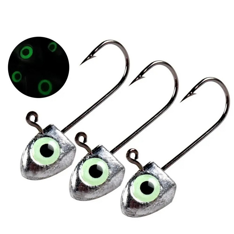 5 τμχ Φωτεινό 3D Big Eyes 2g 3g 4g 6g (7g 10g 15g 21g 28g 35g Triangle Hook) Fish Head Fishhook for Soft Worm Είδη ψαρέματος