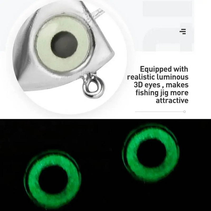 5 τμχ Φωτεινό 3D Big Eyes 2g 3g 4g 6g (7g 10g 15g 21g 28g 35g Triangle Hook) Fish Head Fishhook for Soft Worm Είδη ψαρέματος