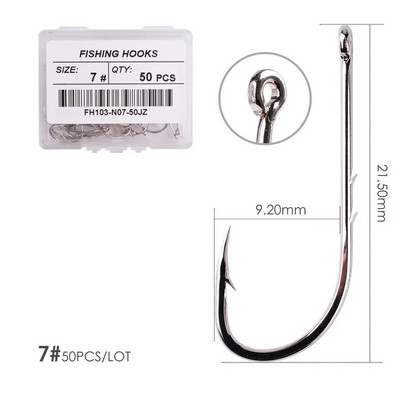 Aorace 50pcs/lot Long Shank Fishing Hook 1#-10# Στενό άγκιστρο δολώματος από κοφτερό αγκαθωτό όφσετ από χάλυβα υψηλής περιεκτικότητας σε άνθρακα