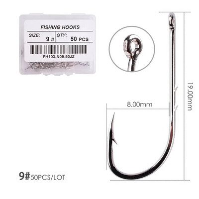 Aorace 50pcs/lot Long Shank Fishing Hook 1#-10# Στενό άγκιστρο δολώματος από κοφτερό αγκαθωτό όφσετ από χάλυβα υψηλής περιεκτικότητας σε άνθρακα