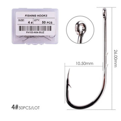 Aorace 50pcs/lot Long Shank Fishing Hook 1#-10# Στενό άγκιστρο δολώματος από κοφτερό αγκαθωτό όφσετ από χάλυβα υψηλής περιεκτικότητας σε άνθρακα