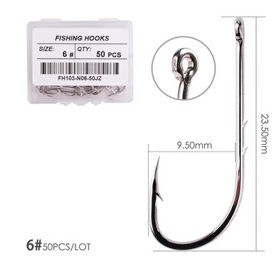 Aorace 50pcs/lot Long Shank Fishing Hook 1#-10# Στενό άγκιστρο δολώματος από κοφτερό αγκαθωτό όφσετ από χάλυβα υψηλής περιεκτικότητας σε άνθρακα