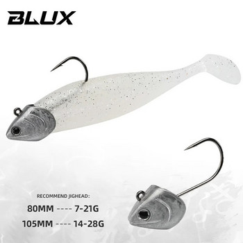 BLUX BLOD SHAD 80mm 105mm Soft Fishing Lure Jighead Black Tail Minnow Artificial Silicone Bait Saltwater Sea Bass Swimbait Gear