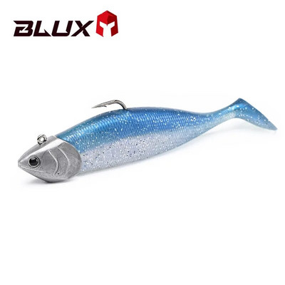 BLUX BLOD SHAD 80 mm 105 mm Мека риболовна примамка Jighead Black Tail Minnow Изкуствена силиконова примамка Соленоводен морски лаврак Swimbait Gear