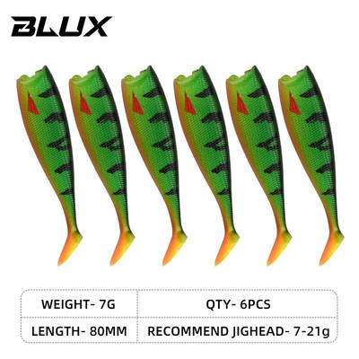 BLUX BLOD SHAD 80mm 105mm mīksts makšķerēšanas māneklis, melna aste Minnow mākslīgā silikona ēsma Saltwater Sea Bass Swimbait rīks