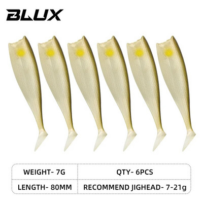 BLUX BLOD SHAD 80mm 105mm mīksts makšķerēšanas māneklis, melna aste Minnow mākslīgā silikona ēsma Saltwater Sea Bass Swimbait rīks
