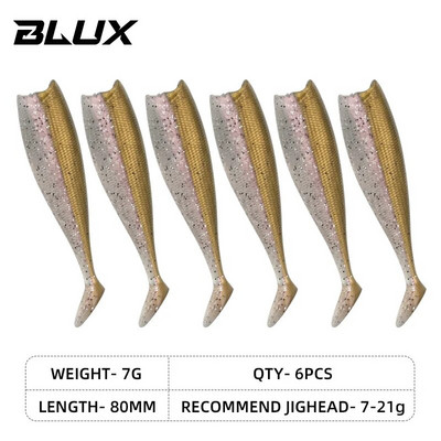 BLUX BLOD SHAD 80mm 105mm mīksts makšķerēšanas māneklis, melna aste Minnow mākslīgā silikona ēsma Saltwater Sea Bass Swimbait rīks