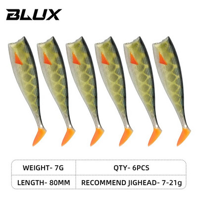 BLUX BLOD SHAD 80mm 105mm mīksts makšķerēšanas māneklis, melna aste Minnow mākslīgā silikona ēsma Saltwater Sea Bass Swimbait rīks