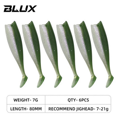 BLUX BLOD SHAD 80mm 105mm mīksts makšķerēšanas māneklis, melna aste Minnow mākslīgā silikona ēsma Saltwater Sea Bass Swimbait rīks