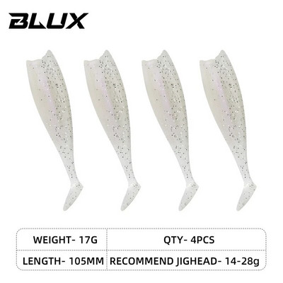 BLUX BLOD SHAD 80mm 105mm mīksts makšķerēšanas māneklis, melna aste Minnow mākslīgā silikona ēsma Saltwater Sea Bass Swimbait rīks