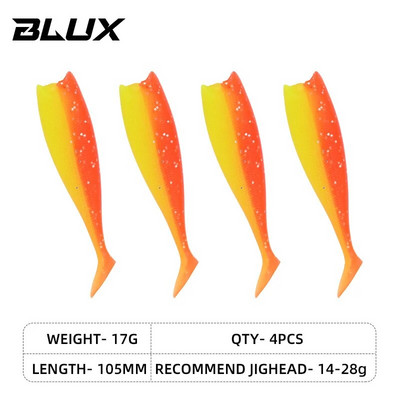 BLUX BLOD SHAD 80mm 105mm mīksts makšķerēšanas māneklis, melna aste Minnow mākslīgā silikona ēsma Saltwater Sea Bass Swimbait rīks