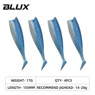 BLUX BLOD SHAD 80mm 105mm mīksts makšķerēšanas māneklis, melna aste Minnow mākslīgā silikona ēsma Saltwater Sea Bass Swimbait rīks