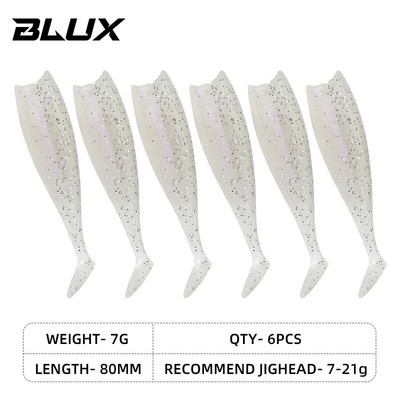 BLUX BLOD SHAD 80mm 105mm mīksts makšķerēšanas māneklis, melna aste Minnow mākslīgā silikona ēsma Saltwater Sea Bass Swimbait rīks