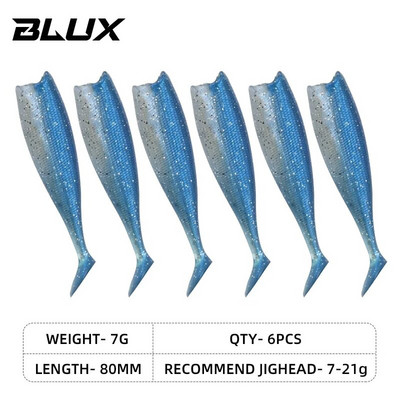 BLUX BLOD SHAD 80mm 105mm mīksts makšķerēšanas māneklis, melna aste Minnow mākslīgā silikona ēsma Saltwater Sea Bass Swimbait rīks