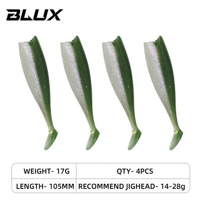 BLUX BLOD SHAD 80mm 105mm mīksts makšķerēšanas māneklis, melna aste Minnow mākslīgā silikona ēsma Saltwater Sea Bass Swimbait rīks