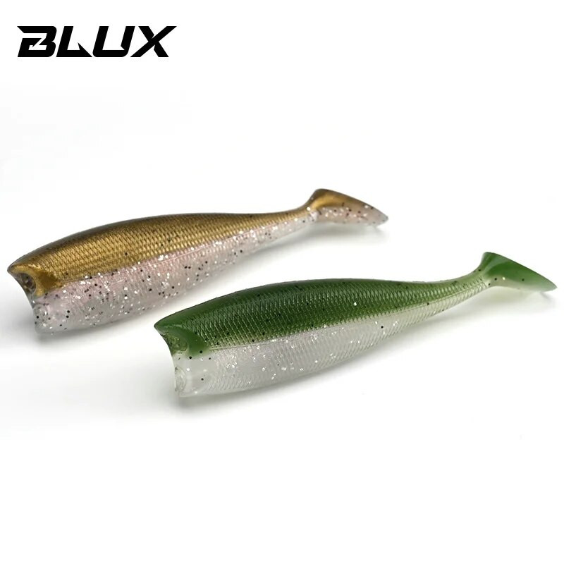 BLUX BLOD SHAD 80mm 105mm mīksts makšķerēšanas māneklis, melna aste Minnow mākslīgā silikona ēsma Saltwater Sea Bass Swimbait rīks