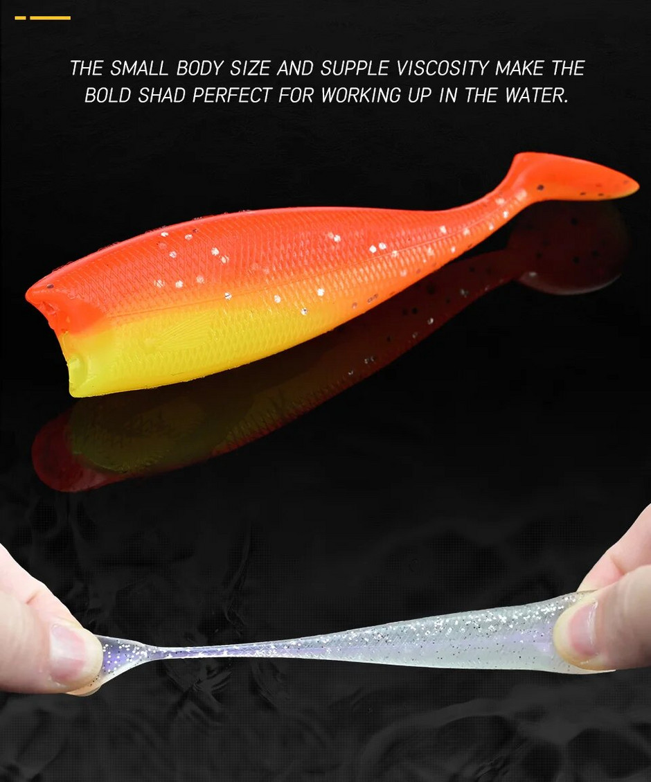 BLUX BLOD SHAD 80mm 105mm Soft Fishing Lure Jighead Black Tail Minnow  Artificial Silicone Bait Saltwater Sea Bass Swimbait Gear 