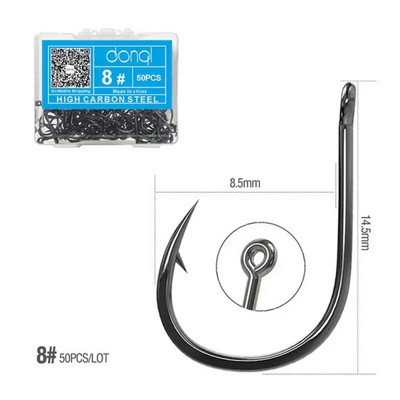 50 tk Kõrge süsinikusisaldusega terasest õngekonksude komplekt Okastega ühe ringiga karpkalakonks Mereõngekonks Kärbsepüügi tarvikud