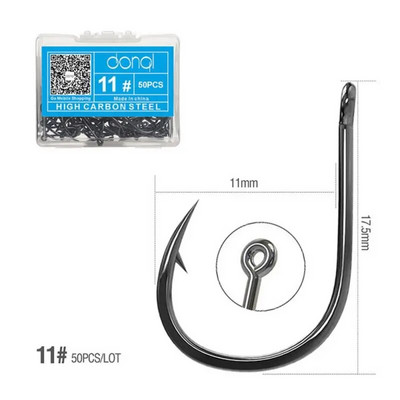 50 tk Kõrge süsinikusisaldusega terasest õngekonksude komplekt Okastega ühe ringiga karpkalakonks Mereõngekonks Kärbsepüügi tarvikud