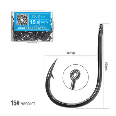 50 tk Kõrge süsinikusisaldusega terasest õngekonksude komplekt Okastega ühe ringiga karpkalakonks Mereõngekonks Kärbsepüügi tarvikud