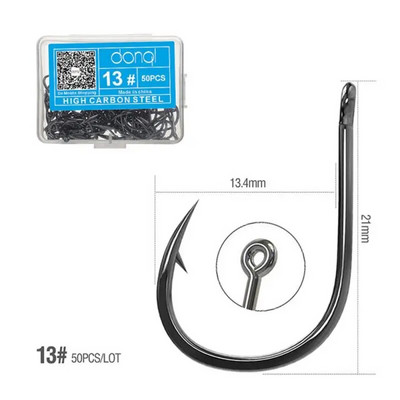 50 tk Kõrge süsinikusisaldusega terasest õngekonksude komplekt Okastega ühe ringiga karpkalakonks Mereõngekonks Kärbsepüügi tarvikud