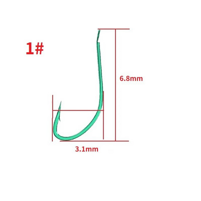 20 gab./partija oglekļa tērauda, gara kāta makšķerēšanas āķi, dzeloņstieņu āķi mazām zivīm, izmērs 1#-7# zaļa krāsa