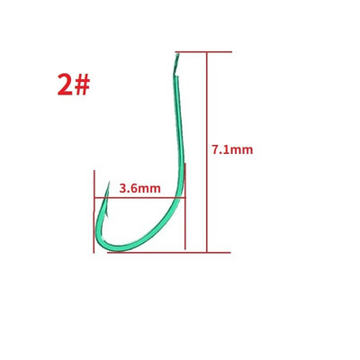 20 gab./partija oglekļa tērauda, gara kāta makšķerēšanas āķi, dzeloņstieņu āķi mazām zivīm, izmērs 1#-7# zaļa krāsa