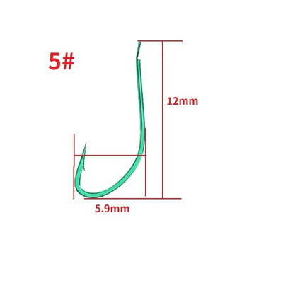 20 gab./partija oglekļa tērauda, gara kāta makšķerēšanas āķi, dzeloņstieņu āķi mazām zivīm, izmērs 1#-7# zaļa krāsa