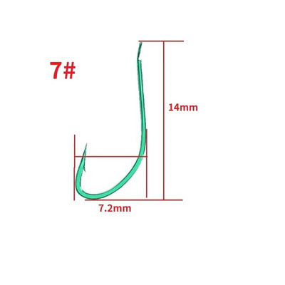 20 gab./partija oglekļa tērauda, gara kāta makšķerēšanas āķi, dzeloņstieņu āķi mazām zivīm, izmērs 1#-7# zaļa krāsa