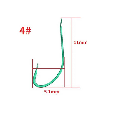 20 gab./partija oglekļa tērauda, gara kāta makšķerēšanas āķi, dzeloņstieņu āķi mazām zivīm, izmērs 1#-7# zaļa krāsa