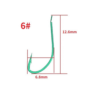 20 gab./partija oglekļa tērauda, gara kāta makšķerēšanas āķi, dzeloņstieņu āķi mazām zivīm, izmērs 1#-7# zaļa krāsa