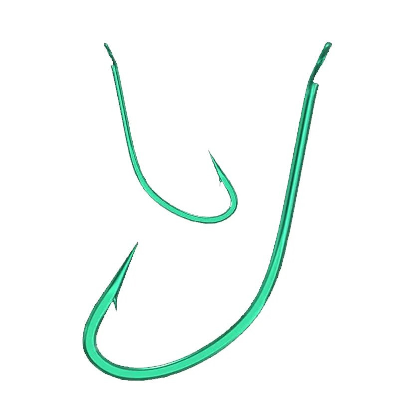 20 vnt. / partijoje anglinio plieno ilgakočiai žvejybos kabliukai spygliuoti kabliukai mažoms žuvims, dydis 1#-7# žalia spalva