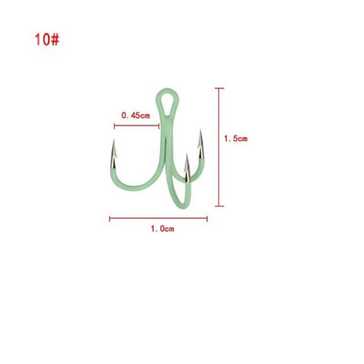 10PCS/Lot Svjetleće udice za pecanje Udice za ribolov Pribor za pecanje Visokotonske udice svijetle noću 2# 4# 6# 8# 10#