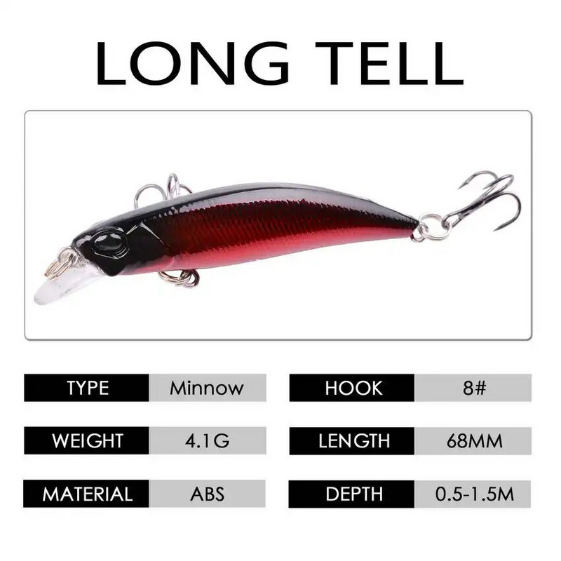 Aorace 1PCS Laser Fishing Lure Floating Minnow Wobbler Professional Baits 6,8cm 4g Crankbait