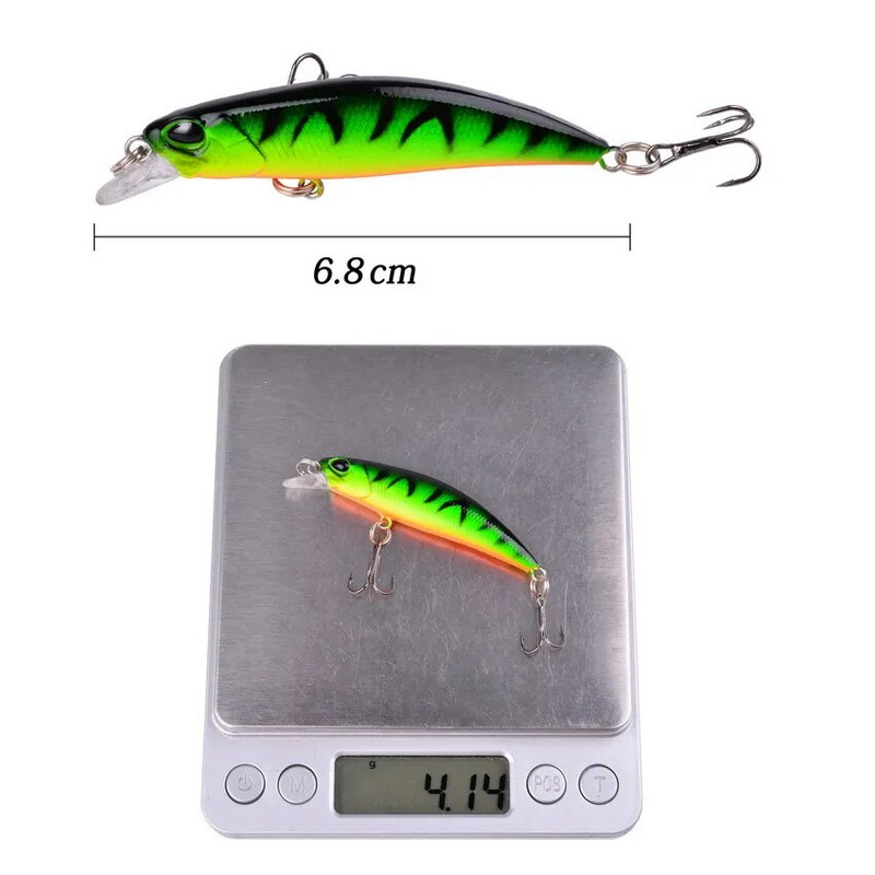 Aorace 1PCS Laser Fishing Lure Floating Minnow Wobbler Professional Baits 6,8cm 4g Crankbait