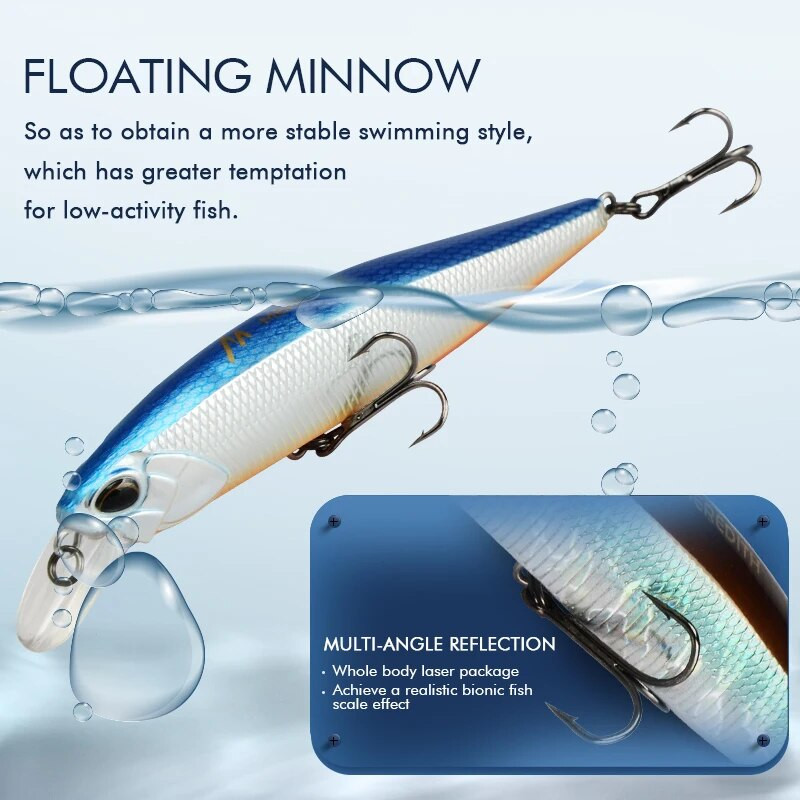 MEREDITH JERK MINNOW 100F 14g peldošs vobleris makšķerēšanas māneklis 24 Color Minnow māneklis Hard Bait Quality Professional Dziļums0,8-1,0m