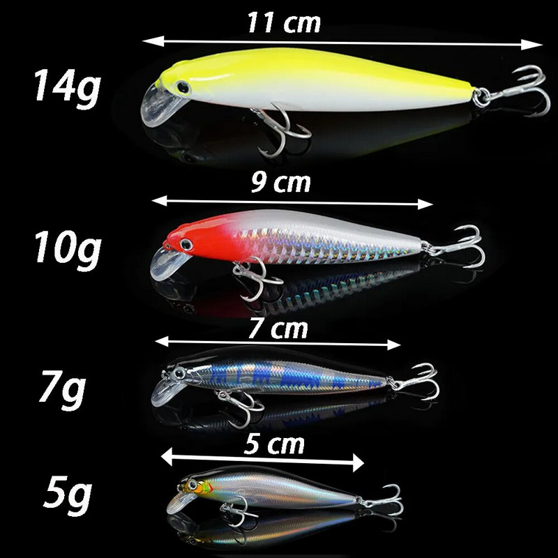 Uppuv Minow 5-14g Jerkbait kalastuslant Professionaalne gravitatsioonitasakaalusüsteem Hard Bait Crank Wobbler Slow Diving Pesca Swimbait