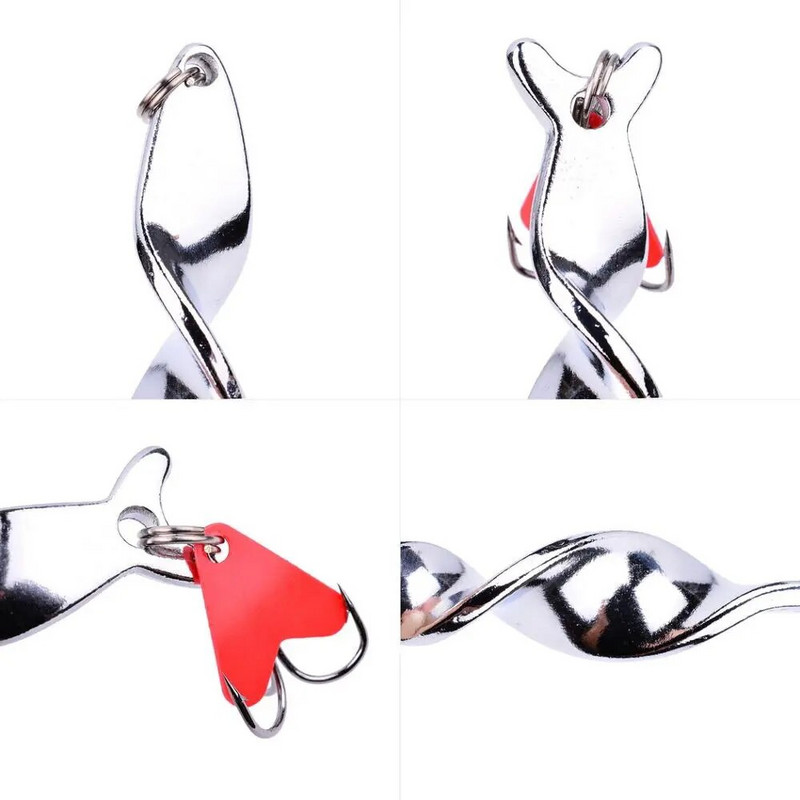 1Gb Zelts Sudrabs 10g 14g 21g 28g Rotējoša Metāla Spinner Karote Makšķerēšanas ēsmas Foreļu līdakas Pesca Fish Treble Hook Tackle