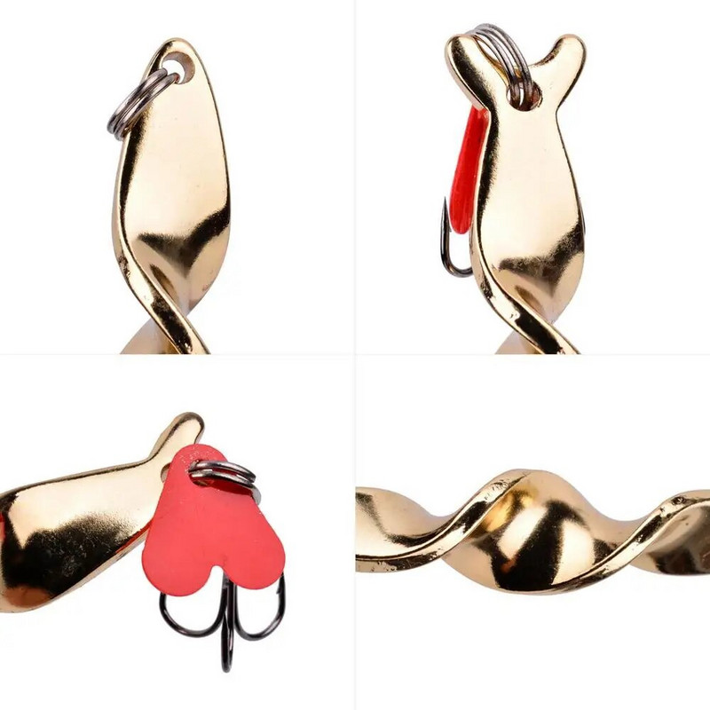 1Gb Zelts Sudrabs 10g 14g 21g 28g Rotējoša Metāla Spinner Karote Makšķerēšanas ēsmas Foreļu līdakas Pesca Fish Treble Hook Tackle