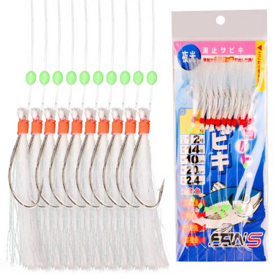 10 tk Makrelli okastkonks Bass Tursa landid Merepüügiriistad Paadi püügikonks keermega, sulgedega, nööriga mereõng