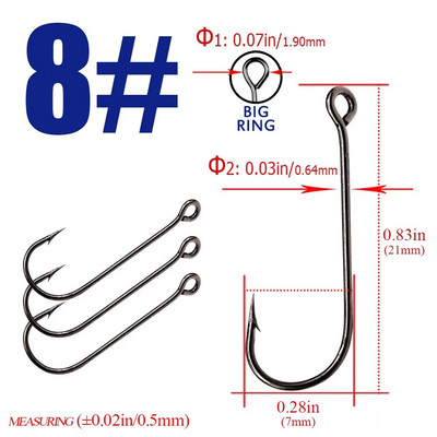 Ribarska udica s velikim očima Prsten 3 pakiranja 1-10# Visokougljični čelik Bodljikava udica Jig udica Mamac za pecanje šarana Udica s crvom Japan