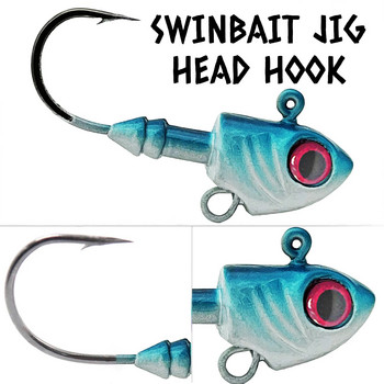 3PCS Jig Fish Head Hook 3,5g/5g/7g/10g/14g/20g Fishing Jigging Fishhook 3D Eyes Pike Bass Worm Είδη ψαρέματος από ανοξείδωτο ατσάλι