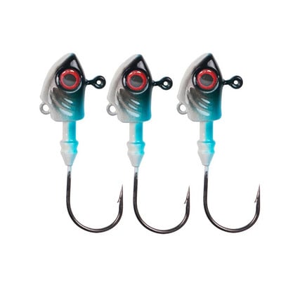 3PCS Jig Fish Head Hook 3,5g/5g/7g/10g/14g/20g Fishing Jigging Fishhook 3D Eyes Pike Bass Worm Είδη ψαρέματος από ανοξείδωτο ατσάλι