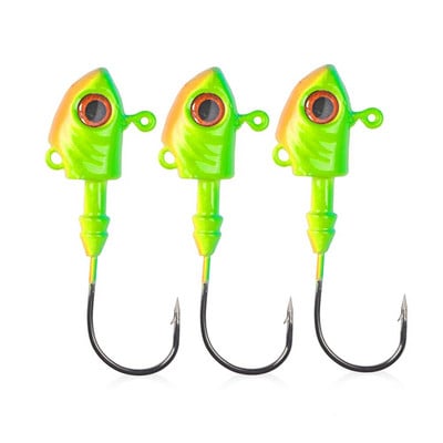 3PCS Jig Fish Head Hook 3,5g/5g/7g/10g/14g/20g Fishing Jigging Fishhook 3D Eyes Pike Bass Worm Είδη ψαρέματος από ανοξείδωτο ατσάλι