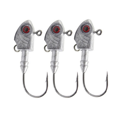 3PCS Jig Fish Head Hook 3,5g/5g/7g/10g/14g/20g Fishing Jigging Fishhook 3D Eyes Pike Bass Worm Είδη ψαρέματος από ανοξείδωτο ατσάλι