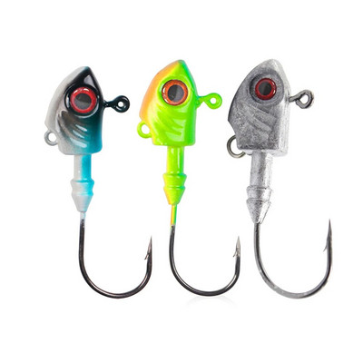3PCS Jig Fish Head Hook 3,5g/5g/7g/10g/14g/20g Fishing Jigging Fishhook 3D Eyes Pike Bass Worm Είδη ψαρέματος από ανοξείδωτο ατσάλι