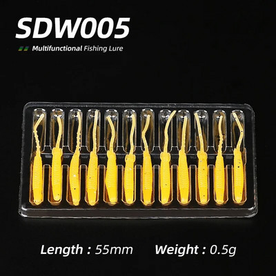 Ardea Soft Lure 55mm0.5g 12gab Mākslīgā silikona Small Bait Worm Swimbait Vobleris Jigging Slow Garneles Karpu Bass Makšķerēšanas piederumi